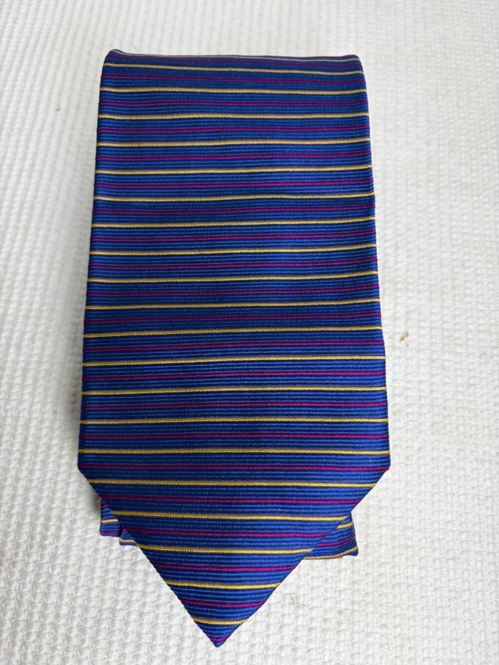 Brooks Brothers Makers Silk Neck Tie Blue Red Yellow Stripe